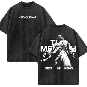 Men's Loose-Fitting Christian Pattern T-Shirt - Retro Washed Cotton Street T-Shirt, Religious Bible Text Top in Saudi Arabia