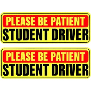 2 Pack Student Driver Magnet Signs for Car, Reflective Safety Warning Bumper Stickers, Waterproof & Weather Resistant Magnetic Be Patient Rookie Driver Signs for Vehicles, Colorful High Visibility in Kuwait