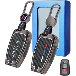 Yumzeco Compatible with Toyota Key Fob Cover,Key Case for 2020-2023 Highlander 2020-2024 RAV4 Camry 2019-2022 Avalon Corolla 2016-2022 Prius,Metal Shell Carbon Fiber Pattern Full Protection 4 Buttons in Kuwait