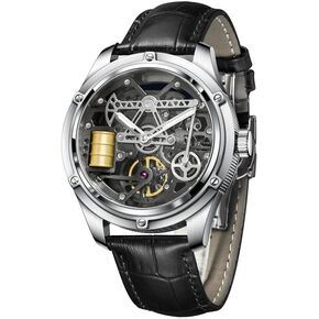 Men's Automatic Skeleton Watch - Miyota 8215 Movement, Stainless Steel Strap, Luminous，Oil Well Dial, 50M Waterproof, Self-Winding Mechanical Business Watch for Men, Casual Professional Wear，Ideal Gift in Saudi Arabia