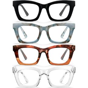 نظارات قراءة CCVOO مكونة من 6 قطع بنمط أوبرا للنساء، قارئات مربعة للكمبيوتر تحجب الضوء الأزرق مع مفصلات زنبركية للرجال (A1 Mix، 5.5) in Kuwait