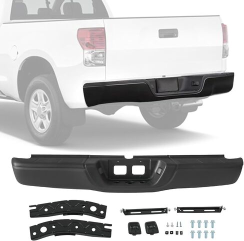 Rear Bumper replacement for 2000 2001 2002 2003 2004 2005 2006 Toyota Tundra bumper with Step Pad and License Plate Lights TO1103107，Chrome in Saudi Arabia