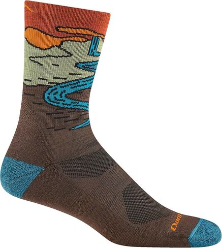 Darn Tough Vermont Men's Micro-Crew Hiking Socks, Chasing Waterfalls, Earth, Medium - Lightweight Cushioned Crew Socks for Men (Style 5020) in Saudi Arabia