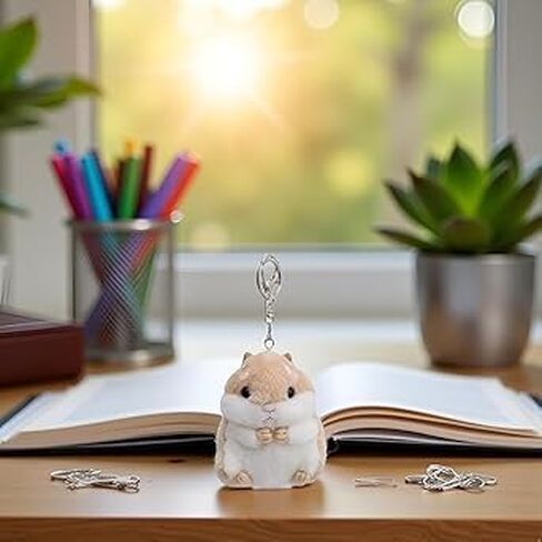 سلسلة مفاتيح هامستر قطيفة، كاكي، حلية حيوانات محشوة لحقيبة الظهر، المحفظة، حقيبة اليد، مفاتيح السيارة in Kuwait