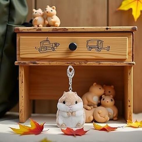 سلسلة مفاتيح هامستر قطيفة، كاكي، حلية حيوانات محشوة لحقيبة الظهر، المحفظة، حقيبة اليد، مفاتيح السيارة in Kuwait