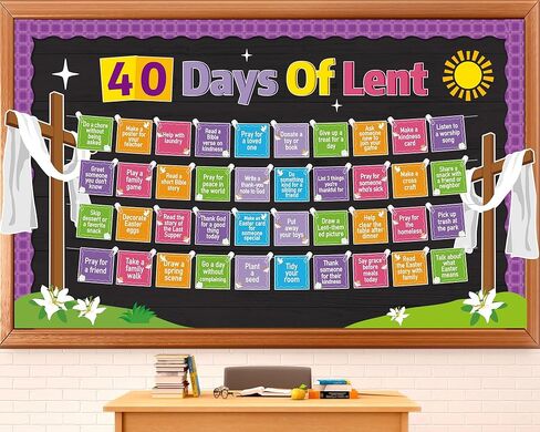 Easter Bulletin Board Decorations 40 Days of Lent Chart Cutouts Christian Religious Classroom Decorations Jesus Cross Cutouts Lent Days Chart for Catholic Sunday School Offices Library Wall Door Decor in Kuwait