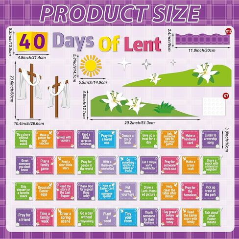 Easter Bulletin Board Decorations 40 Days of Lent Chart Cutouts Christian Religious Classroom Decorations Jesus Cross Cutouts Lent Days Chart for Catholic Sunday School Offices Library Wall Door Decor in Kuwait