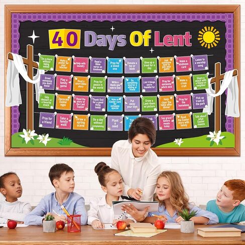 Easter Bulletin Board Decorations 40 Days of Lent Chart Cutouts Christian Religious Classroom Decorations Jesus Cross Cutouts Lent Days Chart for Catholic Sunday School Offices Library Wall Door Decor in Kuwait