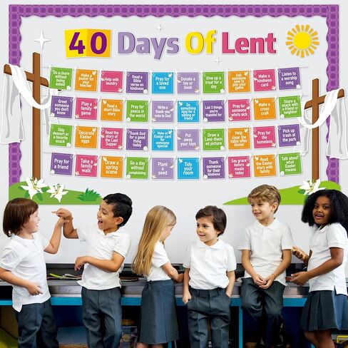 Easter Bulletin Board Decorations 40 Days of Lent Chart Cutouts Christian Religious Classroom Decorations Jesus Cross Cutouts Lent Days Chart for Catholic Sunday School Offices Library Wall Door Decor in Kuwait