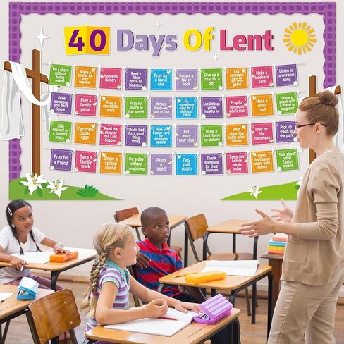 Easter Bulletin Board Decorations 40 Days of Lent Chart Cutouts Christian Religious Classroom Decorations Jesus Cross Cutouts Lent Days Chart for Catholic Sunday School Offices Library Wall Door Decor in Kuwait