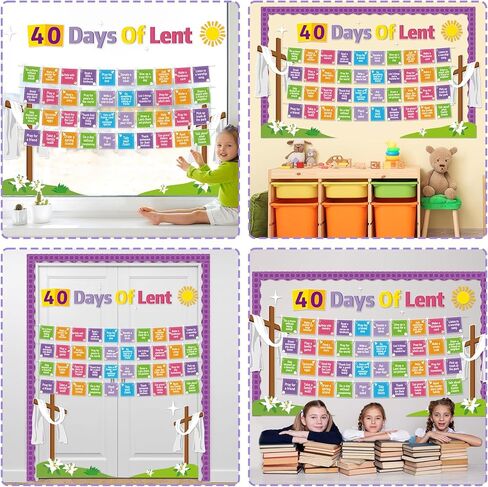 Easter Bulletin Board Decorations 40 Days of Lent Chart Cutouts Christian Religious Classroom Decorations Jesus Cross Cutouts Lent Days Chart for Catholic Sunday School Offices Library Wall Door Decor in Kuwait