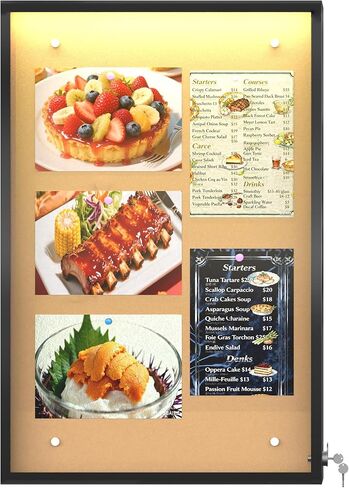 24"X36" Enclosed Bulletin Board with LED Lights, IP65 Waterproof Notice Board Outdoor UV-Resistant, Lockable Cork Bulletin Board for Office, School, Restaurants in Kuwait