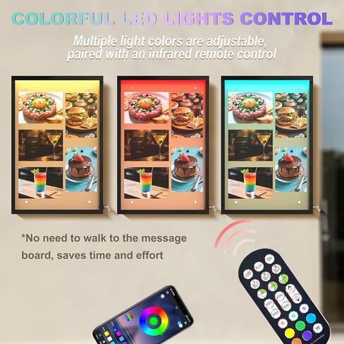 24"X36" Enclosed Bulletin Board with LED Lights, IP65 Waterproof Notice Board Outdoor UV-Resistant, Lockable Cork Bulletin Board for Office, School, Restaurants in Kuwait