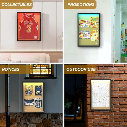 24"X36" Enclosed Bulletin Board with LED Lights, IP65 Waterproof Notice Board Outdoor UV-Resistant, Lockable Cork Bulletin Board for Office, School, Restaurants in Kuwait