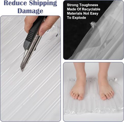 1 Roll Large Bubble Cushioning Wrap for Packing 12"x175'，Inflatable Air Pillows for Shipping & Moving Bottle Travel Protector Bags Heavy Duty Space Saving Box Filler Shipping Supplies with Pump in Kuwait