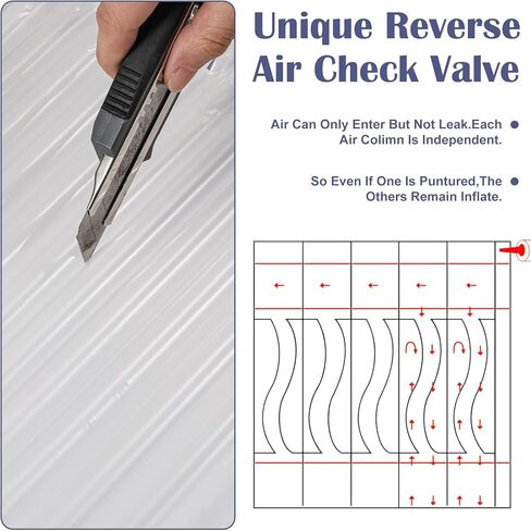 1 Roll Large Bubble Cushioning Wrap for Packing 12"x175'，Inflatable Air Pillows for Shipping & Moving Bottle Travel Protector Bags Heavy Duty Space Saving Box Filler Shipping Supplies with Pump in Kuwait