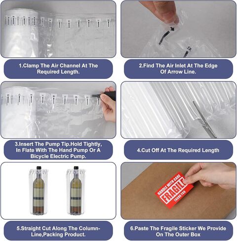 1 Roll Large Bubble Cushioning Wrap for Packing 12"x175'，Inflatable Air Pillows for Shipping & Moving Bottle Travel Protector Bags Heavy Duty Space Saving Box Filler Shipping Supplies with Pump in Kuwait