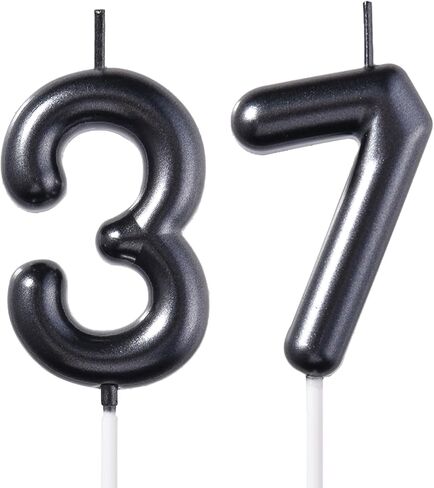 شموع عيد ميلاد ذهبية 2.35 بوصة 37 و73، رقم 37 و73 لتزيين الكيك للرجال والنساء وحفلات أعياد الميلاد in Saudi Arabia