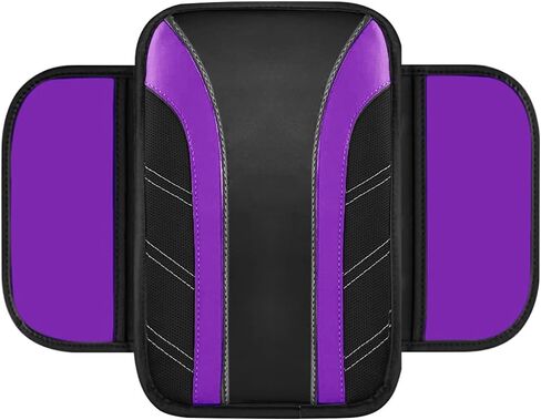 HZEL Car Center Console Cover, Sports Style Scratch-Resistant Vehicle Arm Rest Storage Box Mat with 2 Storage Bags, Automotive Middle Console Cover Protector, Universal Fit (Black Blue) in Kuwait