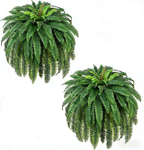 Waipfaru 60'' Set of 2 Large Fake Ferns, UV Resistant Artificial Outdoor Plants, Faux Greenery Plants, Realistic Boston Ferns with 48 Fronds for Front Porch Home Garden Patio Forest Decor in Saudi Arabia