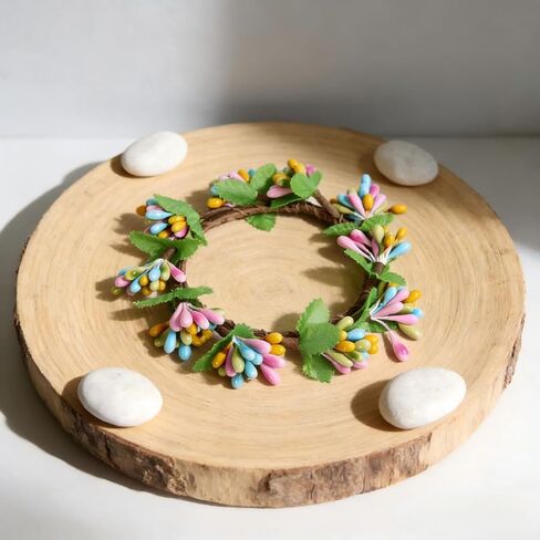 1Pcs Easter Wreath Decorative Eggs - Artificial Spring Door Wreath & Summer Floral Wreath for Easter Farmhouse, Wedding, Porch, Indoor & Outdoor Wall Home Decor (2.56-inch Diameter) in Saudi Arabia
