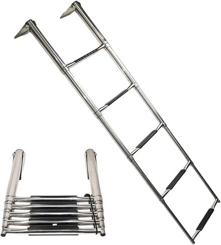 MARINE CITY Stainless Steel Sleek Compact Durable and Sturdy 6-Step Telescoping Swim Ladder Easy Install for Boats – Marines – RVs – Ships (Pack of 1) in Saudi Arabia