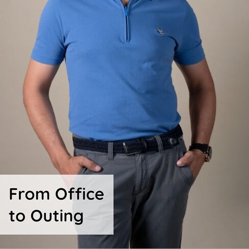 Golf Belts for Men - Classic Braided Belt for Jeans, Pants and Slacks, Gifts for Him (Blue) in Saudi Arabia