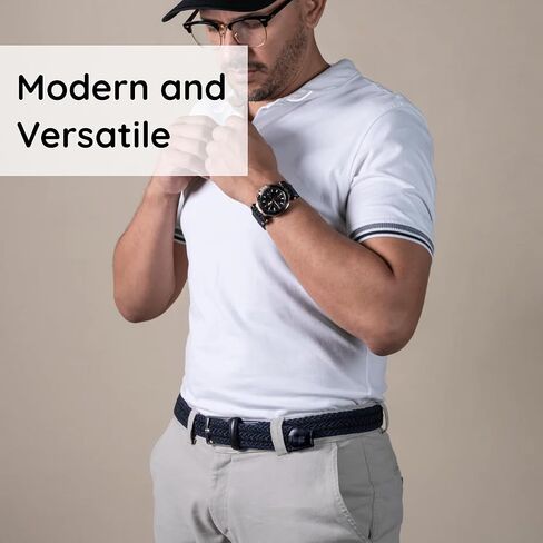 Golf Belts for Men - Classic Braided Belt for Jeans, Pants and Slacks, Gifts for Him (Blue) in Saudi Arabia