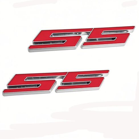 2PC SS Emblem Decal Car Letters Decal Plating Badge 3D Metal Style Fit for SS Model Car Trunk Black in Kuwait