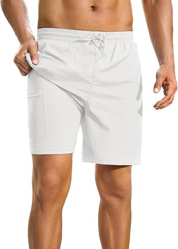 Men's Swim Trunks Quick Dry Board Shorts 7'' Beach Shorts with Liner & Zipper Pockets Swimwear Bathing Suit in Saudi Arabia