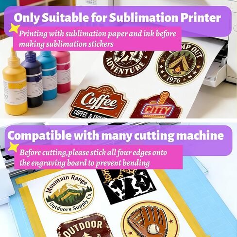 Joyclub Sublimation Sticker Paper, 60 Sheets 8.5x11 White Waterproof Glossy Sticker Paper Vinyl for Sublimation Inkjet Printer and Heat Press, High Transfer for Tumblers, Mugs and Labels in Kuwait