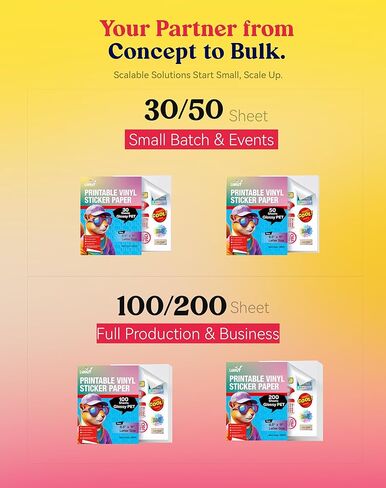 Uinkit 50 Sheets Premium Glossy Printable Vinyl Sticker Paper Durability Adhesive Paper 8.5 x 11, in Kuwait
