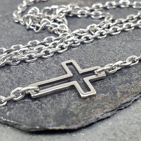 EnCharmed Stainless Steel Sideways Cross Dainty Choker, Handmade Minimal Layering Adjustable Necklace 14-16 Inches in Saudi Arabia