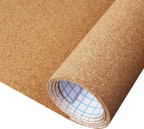 لفة الفلين ذاتية اللصق من ReWallpaper مع دعم سميك من ورقة الفلين بسمك 0.06 بوصة لطبقات الأكواب المصنوعة يدويًا وبطانات الأدراج وألواح الفلين الطبيعية ولفة ورق لوحة الإعلانات لتزيين الجدران 17.3 بوصة × 3.9 قدم in Kuwait