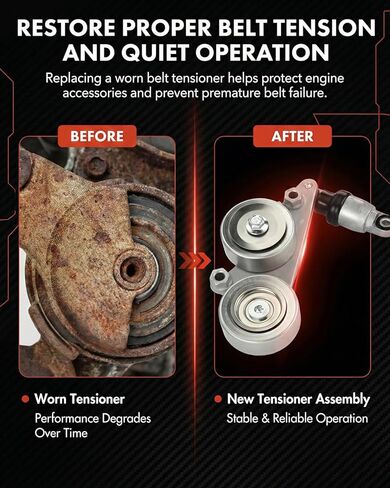 مجموعة شداد الحزام R-GEE مع بكرة - استبدال لـ 31170R70A01، 31170RKB005 - يناسب Honda Accord 2008-2010، Pilot 2006-2011، Odyssey 2005-2010، Accord Crosstour 2010 3.5L V6 in Kuwait