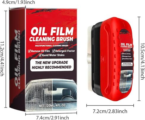 قطعتان من فرشاة تنظيف فيلم زيت السيارة 2026 - مزيل فيلم زيت زجاج السيارة، منظف النوافذ الفعال للزجاج الأمامي للسيارة، النوافذ الجانبية والسيارة، أداة تنظيف زجاج السيارات المتينة in Kuwait