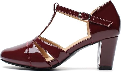 Women's T-Strap Mary Jane Pumps Chunky Block Heels – Comfortable 2.36" Mid Heel Closed Toe Dress Shoes with Buckle for Dance Wedding Work Party Daily Wear in Saudi Arabia