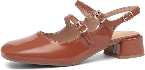 نساء ماري جينس مضخات مكتنزة منخفضة الكعب slingback قابلة للتعديل قابلة للشفاء في الكاحل زلة على الصنادل الظهر الظهر الظهر مضخات لعطلة الزفاف العمل غير رسمي in Kuwait