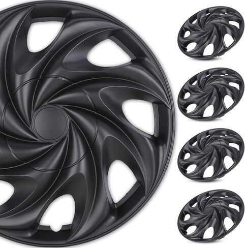 WOLFSTORM (4-Pack) Premium 15" Wheel Rim Cover Hubcaps OEM Style Replacement Snap On Car Truck SUV Hub Cap - 15 Inch Set, Abs,Steel, Acrylonitrile Butadiene Styrene(Matte Black) in Saudi Arabia