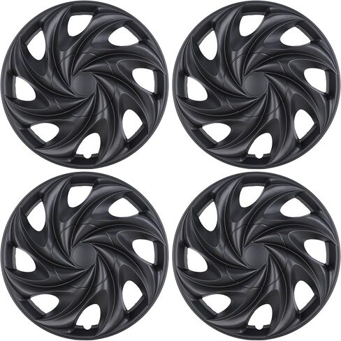 WOLFSTORM (4-Pack) Premium 15" Wheel Rim Cover Hubcaps OEM Style Replacement Snap On Car Truck SUV Hub Cap - 15 Inch Set, Abs,Steel, Acrylonitrile Butadiene Styrene(Matte Black) in Saudi Arabia