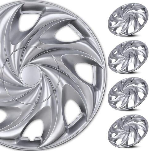 WOLFSTORM (4-Pack) Premium 15" Wheel Rim Cover Hubcaps OEM Style Replacement Snap On Car Truck SUV Hub Cap - 15 Inch Set, Abs,Steel, Acrylonitrile Butadiene Styrene(Matte Black) in Kuwait