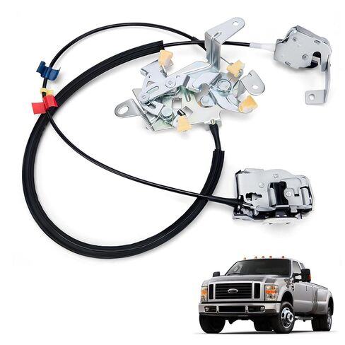 مزلاج قفل الباب الخلفي مع كابل متوافق مع Ford 1999-2007 F250 F350 F450 F550 Super Duty، مجموعة مزلاج القفل العلوي والسفلي، يستبدل 6C3Z-28264A01-A 6C3Z28264A01A in Kuwait