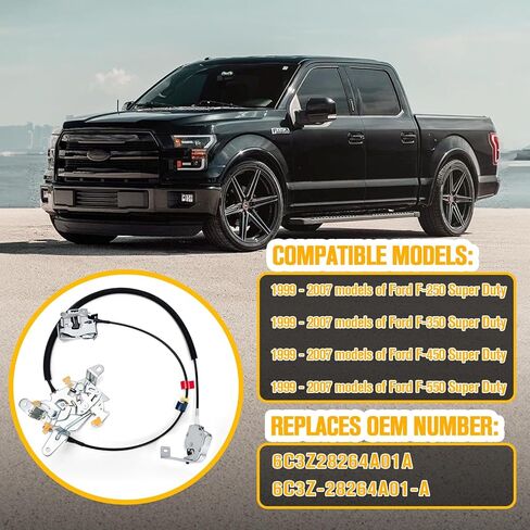 مزلاج قفل الباب الخلفي مع كابل متوافق مع Ford 1999-2007 F250 F350 F450 F550 Super Duty، مجموعة مزلاج القفل العلوي والسفلي، يستبدل 6C3Z-28264A01-A 6C3Z28264A01A in Kuwait