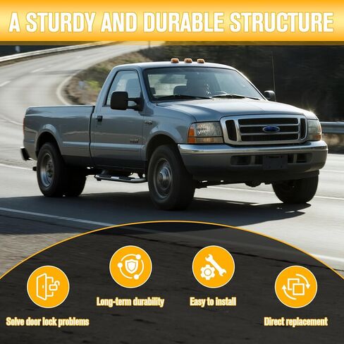 مزلاج قفل الباب الخلفي مع كابل متوافق مع Ford 1999-2007 F250 F350 F450 F550 Super Duty، مجموعة مزلاج القفل العلوي والسفلي، يستبدل 6C3Z-28264A01-A 6C3Z28264A01A in Kuwait