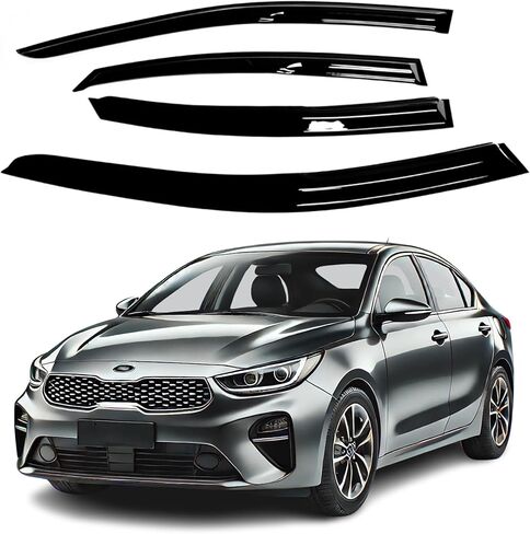 يناسب Kia Forte Sedan Year: 2019 2020 2021 2022 2023 مجموعة واقي نافذة الدخان الآمن من الأكريليك - حماية من الشمس والمطر وفتحة التهوية، طقم حماية عاكس النافذة مكون من 4 قطع in Saudi Arabia