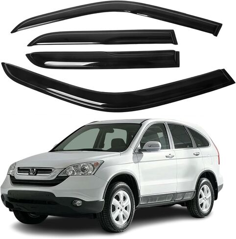 Fit for Honda CR-V 2002 2003 2004 2005 2006; Premier 2mm Thickened Smoke Window deflectors, Rain Sun Guard, Front & Rear Vent Visors, 4-Pieces Tape-On Outside-Mount in Saudi Arabia