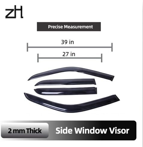 Fit for Honda CR-V 2002 2003 2004 2005 2006; Premier 2mm Thickened Smoke Window deflectors, Rain Sun Guard, Front & Rear Vent Visors, 4-Pieces Tape-On Outside-Mount in Saudi Arabia