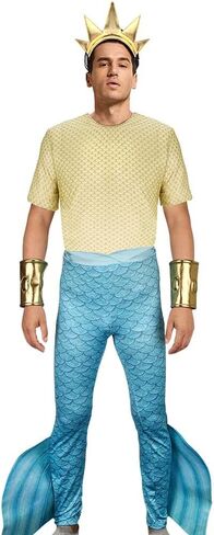 تريتون زي حورية البحر الأب تأثيري بوسيدون ملابس الملك الأمير ولي العهد المعصم الدعاوى هالوين الحزب in Kuwait