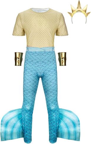 تريتون زي حورية البحر الأب تأثيري بوسيدون ملابس الملك الأمير ولي العهد المعصم الدعاوى هالوين الحزب in Kuwait