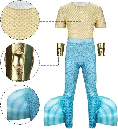 تريتون زي حورية البحر الأب تأثيري بوسيدون ملابس الملك الأمير ولي العهد المعصم الدعاوى هالوين الحزب in Kuwait